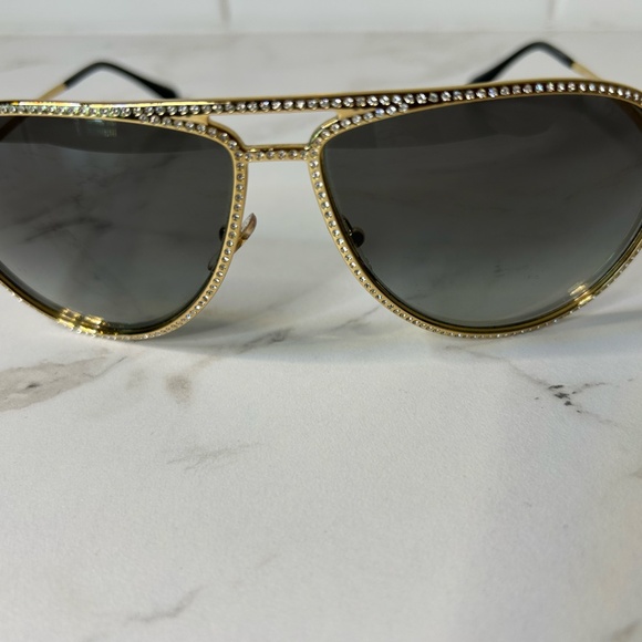 AUTHENTIC Gold Versace Unisex Adult Sunglasses VE 2171B 59mm Rare with Crystals - Picture 4 of 9